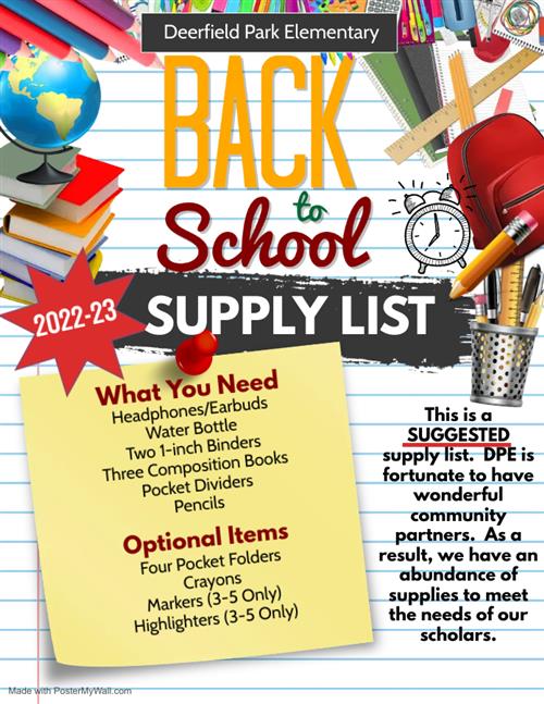Back to School Supply List